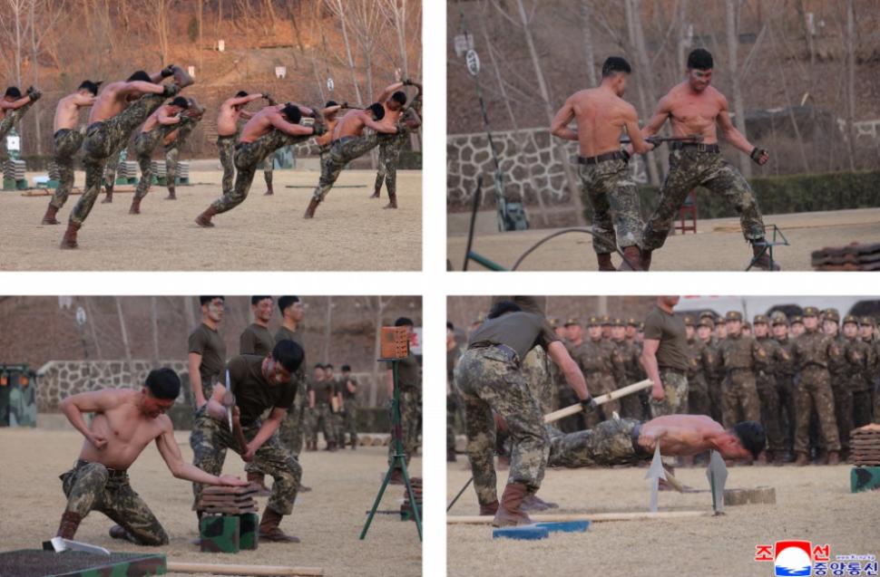 Kim Jong Un s-a distrat grozav urmărind cum soldații lui se lovesc cu baroase și târnăcoape ca să-i arate cât de antrenați sunt 1057997