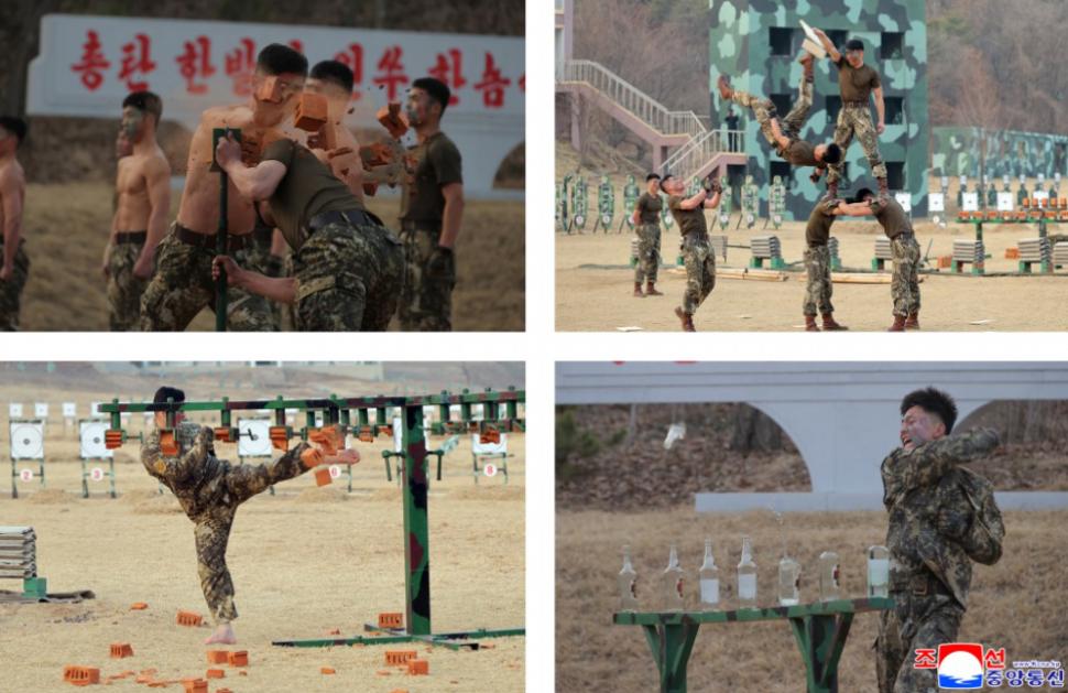 Kim Jong Un s-a distrat grozav urmărind cum soldații lui se lovesc cu baroase și târnăcoape ca să-i arate cât de antrenați sunt 1058000