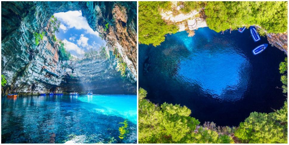 Peștera Melissani, un paradis turcoaz în Kefalonia: Adăposteşte un lac sărat subteran, scăldat de lumină prin tavanul prăbușit 1057775