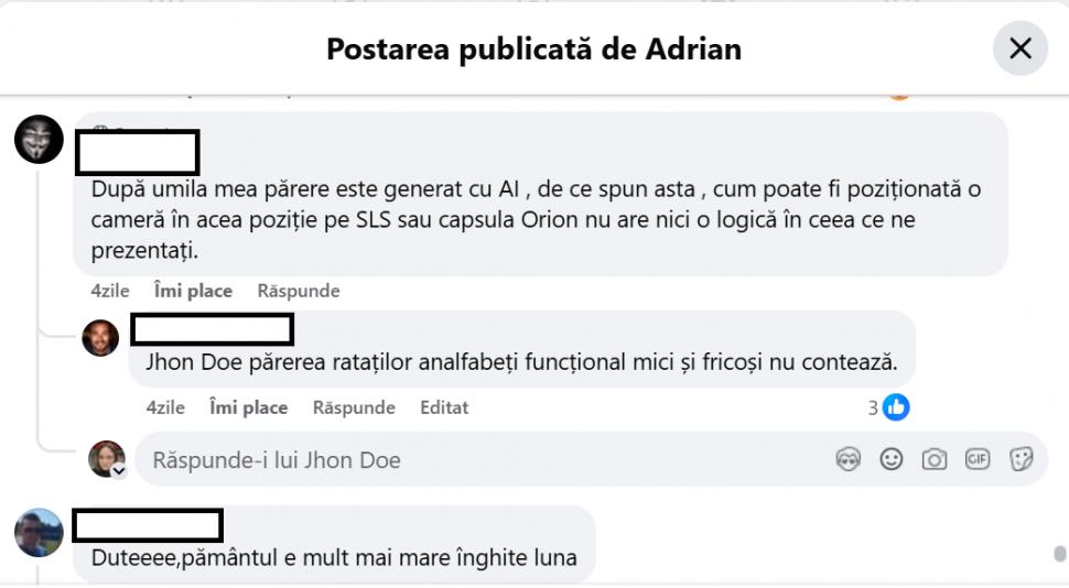 Conspiraționiștii români și negarea Artemis 2. „Și dacă am merge în fiecare zi pe Lună, s-ar găsi unii să spună că nu e adevărat” 1059245