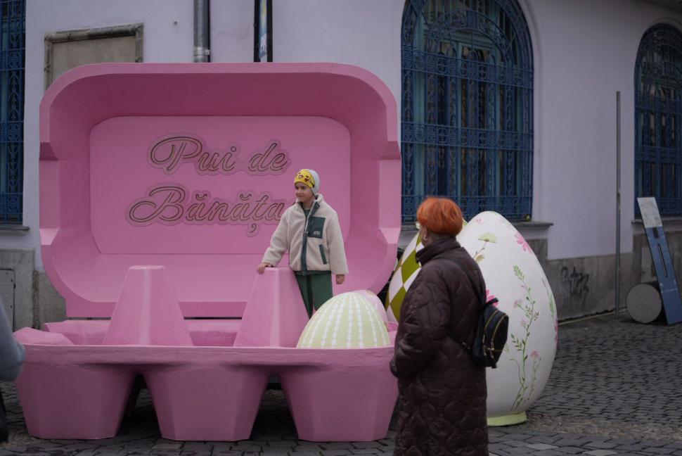 La Timișoara este scandal din cauza „ouălor cu picioare” puse lângă o statuie. Artistul cere să fie mutate, primăria nu vrea 1058988