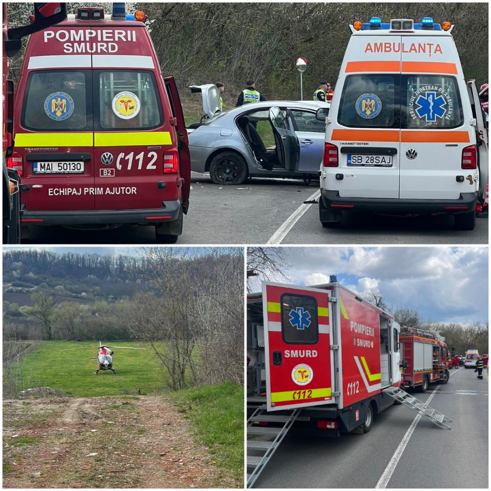 Accident cu şapte victime, la ieşirea din Mediaş. S-a activat planul roşu de intervenţie şi a fost solicitat un elicopter SMURD 1060052