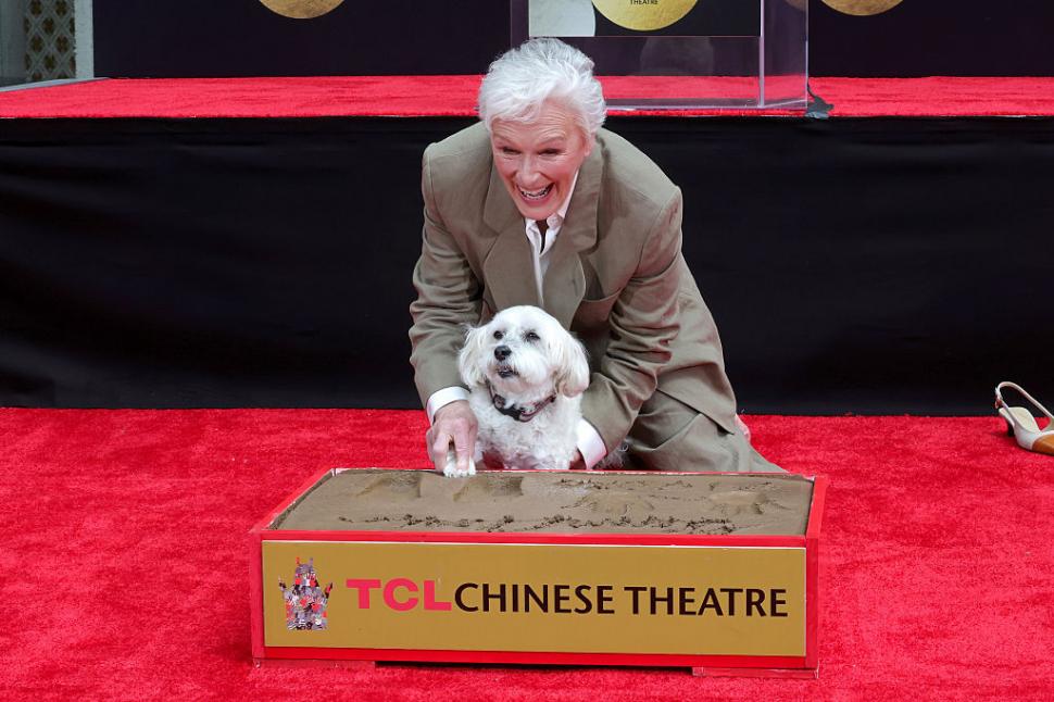 Actriţa Glenn Close şi-a lăsat amprentele la Teatrul Chinez din Hollywood împreună cu Pip, câinele său 1065845