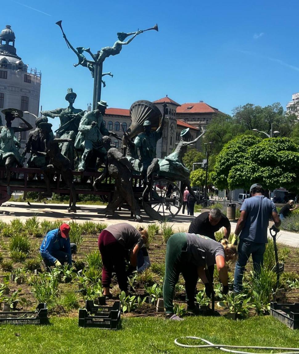 Imagini cu spaţiul verde din faţa Teatrului Naţional din Bucureşti, după ce Primăria l-a reamenajat. "Arăta rău" 1069338