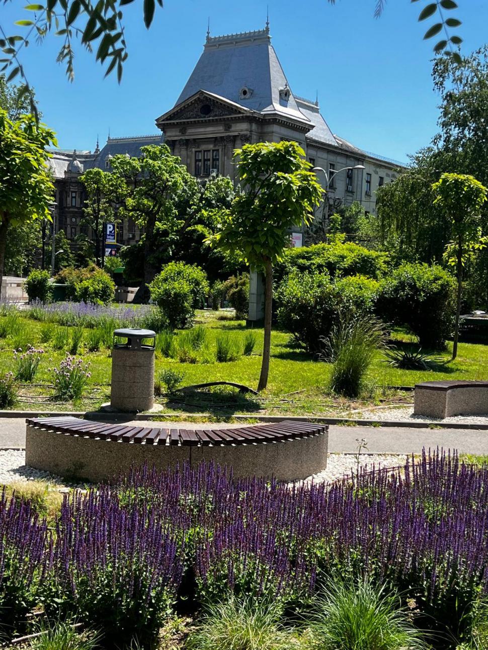Imagini cu spaţiul verde din faţa Teatrului Naţional din Bucureşti, după ce Primăria l-a reamenajat. "Arăta rău" 1069339