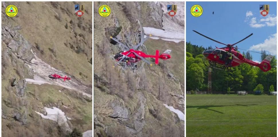 Un turist bulgar a căzut într-o prăpastie pe Valea Caraimanului după ce a alunecat pe zăpadă. A fost preluat cu elicopterul  1069576