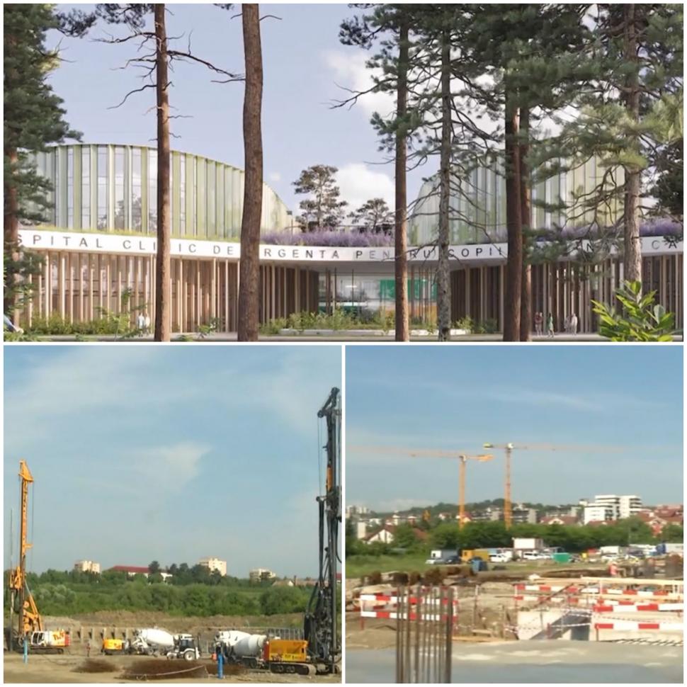Lucrările la Spitalul monobloc pentru Copii din Cluj-Napoca au avansat. Cum arată şantierul unităţii: Vor fi 5 etaje şi un heliport 1074612