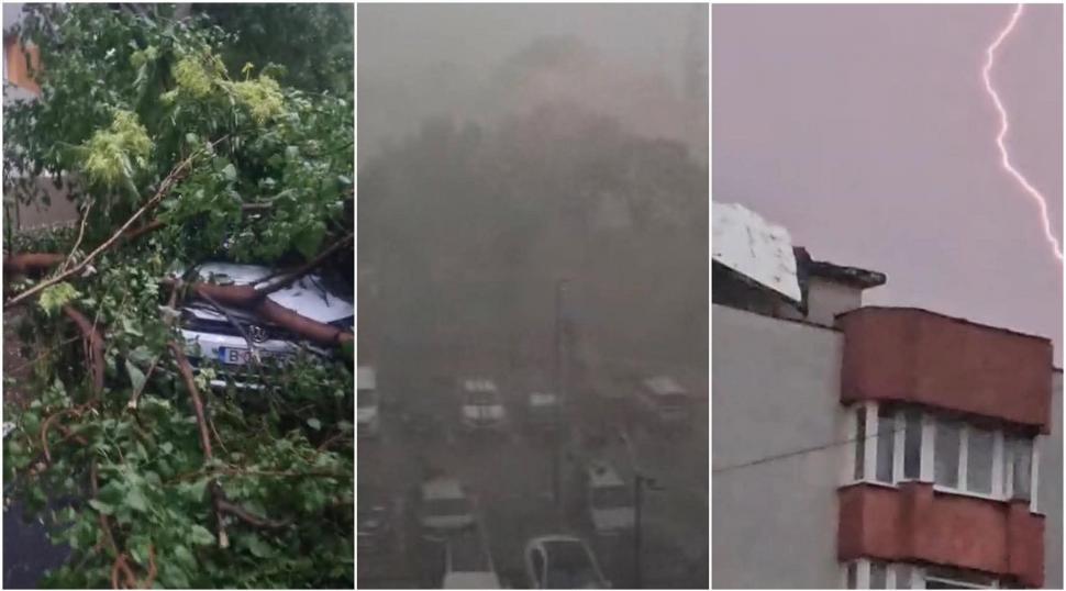 Un nou cod portocaliu de furtună în București, a fost emis și RO-Alert. Vijeliile puternice au rupt copaci, un bărbat a murit 1081144