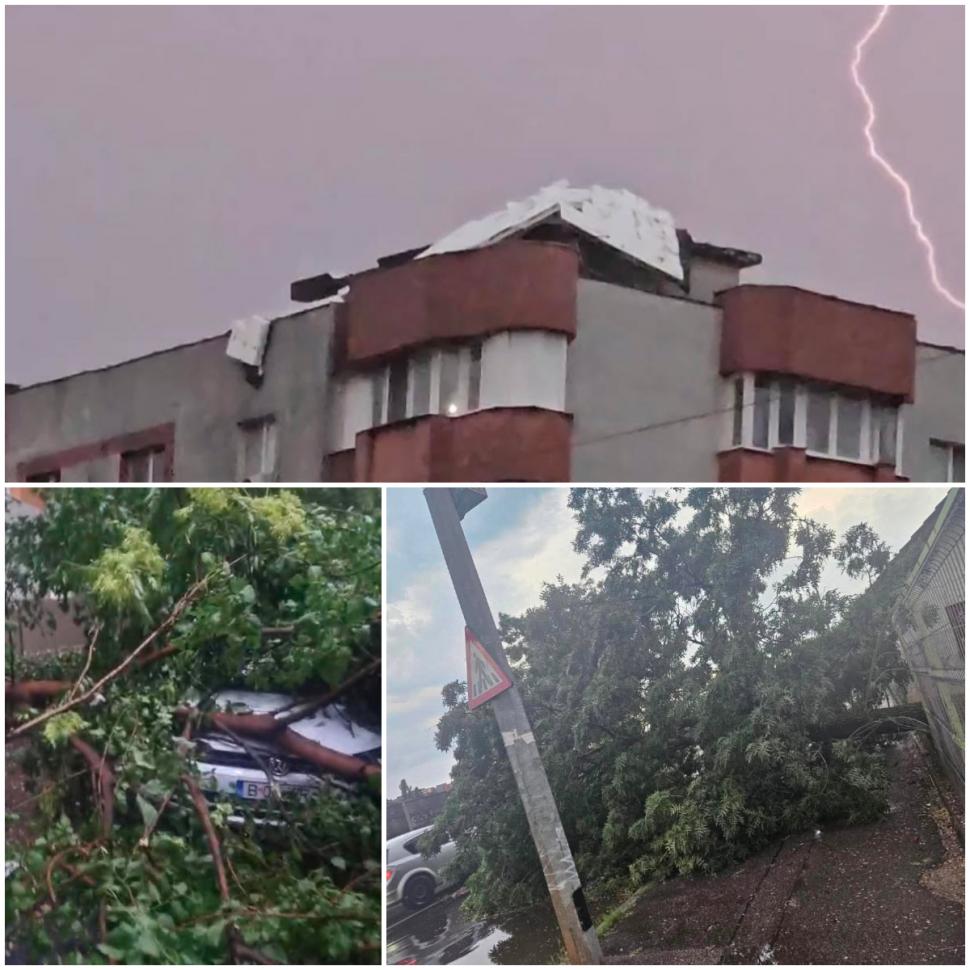 Un nou cod portocaliu de furtună în București, a fost emis și RO-Alert. Vijeliile puternice au rupt copaci, un bărbat a murit 1081145