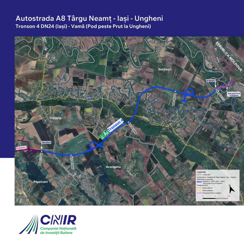HARTĂ. Primii 5 kilometri de autostradă din istoria Republicii Moldova vor fi în continuarea Autostrăzii A8. Până unde va fi extinsă 1082359