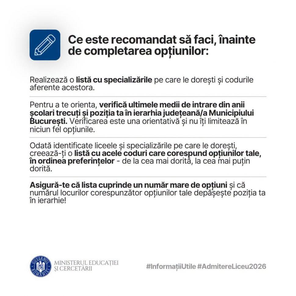 Ghid pentru admiterea la liceu în 2026 publicat de Ministerul Educației 1083564