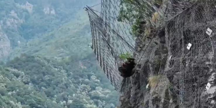Imagini spectaculoase cu barierele de retenţie instalate pe Valea Oltului, care deja sunt pline cu pietre căzute de pe versanţi 1085614