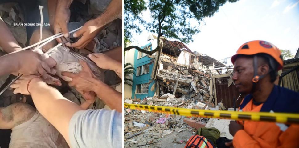 "S-a auzit o șoaptă". Un bebeluş a fost salvat de sub dărâmăturile unui bloc la 48 de ore după cutremurul puternic din Columbia 1092649
