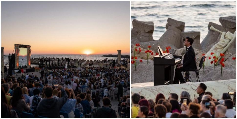 Mii de oameni s-au adunat sâmbătă, la malul mării, pentru un spectacol emoționat. Corul Madrigal a cântat la răsăritul Soarelui 1093451