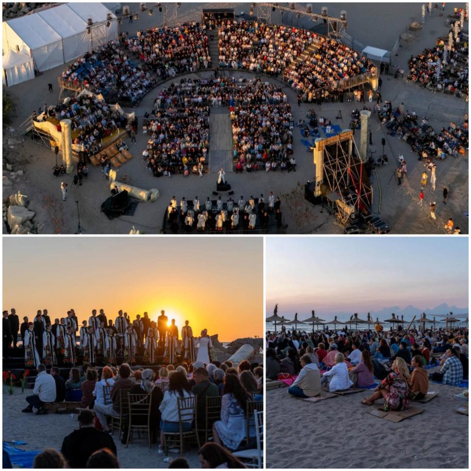 Mii de oameni s-au adunat sâmbătă, la malul mării, pentru un spectacol emoționat. Corul Madrigal a cântat la răsăritul Soarelui 1093469