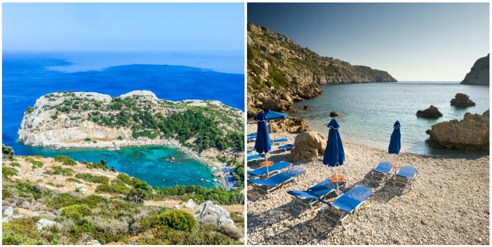 Celebra plajă Anthony Quinn din Grecia este subiect de scandal. Localnicii au îndepărtat șezlongurile și umbrelele pentru turiști 1096056