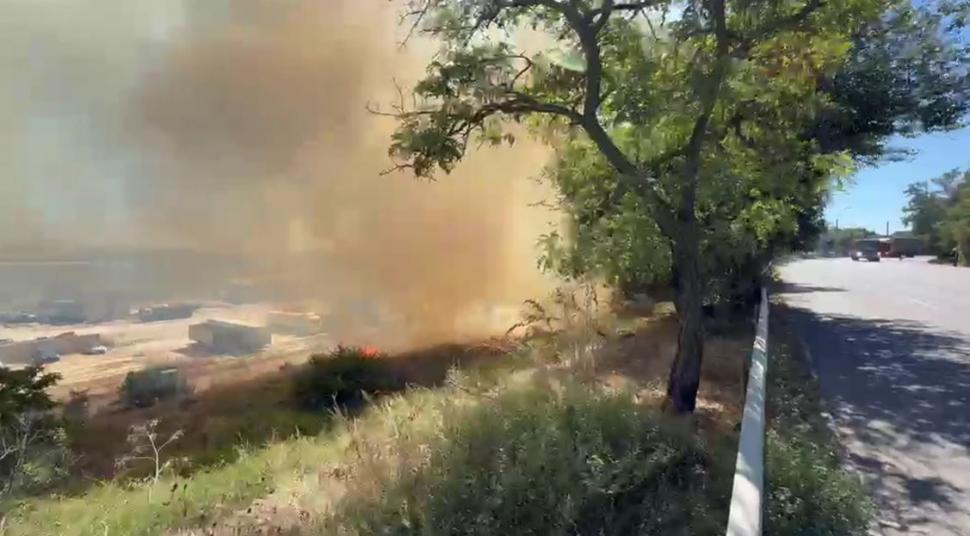 Incendiu violent de vegetație la intrarea în Brăila dinspre Galați. Traficul pe DN22 B a fost deviat 1099471