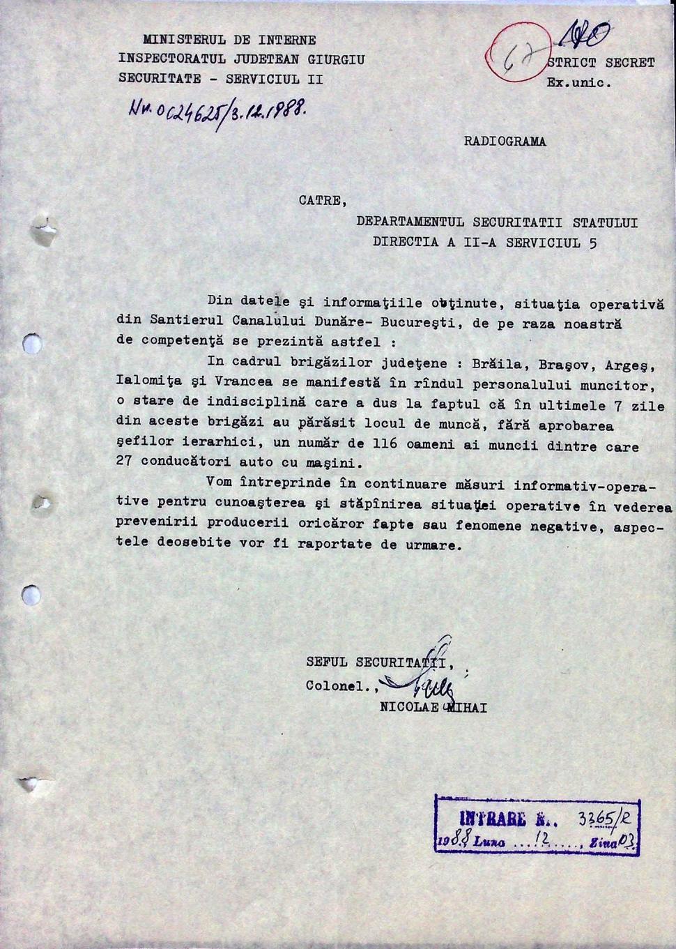 CNSAS publică documente despre Canalul Dunăre-București. Ce raporta Securitatea despre lipsa mâncării și a muncitorilor de pe șantier 1099879