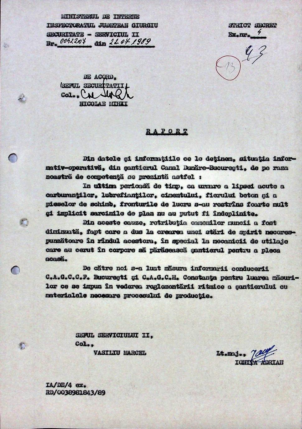 CNSAS publică documente despre Canalul Dunăre-București. Ce raporta Securitatea despre lipsa mâncării și a muncitorilor de pe șantier 1099883