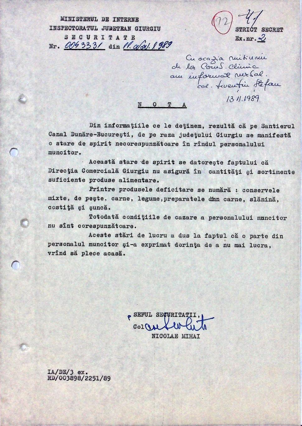 CNSAS publică documente despre Canalul Dunăre-București. Ce raporta Securitatea despre lipsa mâncării și a muncitorilor de pe șantier 1099884