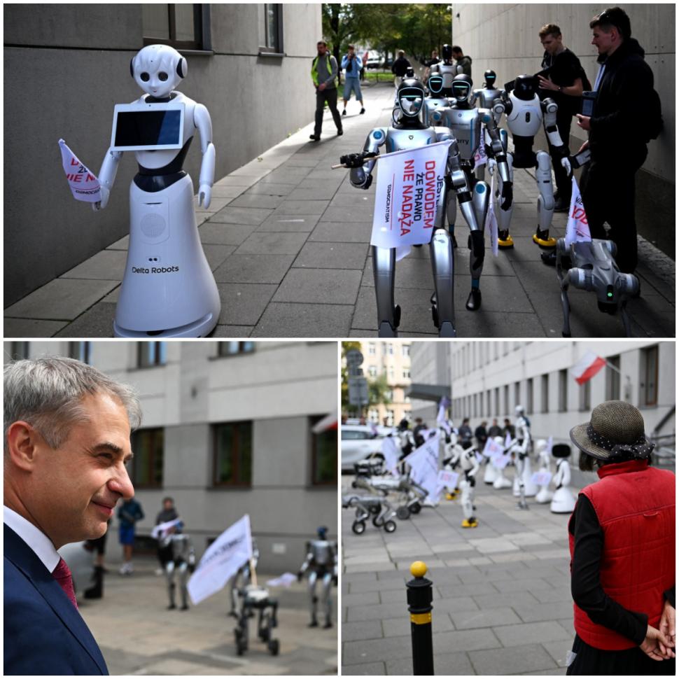 Roboţii au ieşit la protest cu pancarte şi lozinci, în Polonia. "Apărați locurile de muncă de Inteligenţa Artificială" 1099968