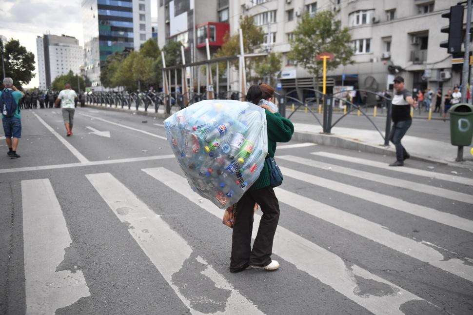 Infiltrații la protestul oierilor au smuls borduri și pavaj, au distrus spații verzi și au furat aspersoare. Imagini cu dezastrul lăsat 1102450
