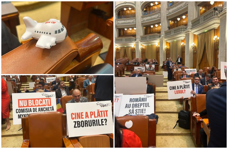 Circ în Parlament. USR a venit cu avioane de jucărie și pancarte. Manole s-a certat cu Drulă: "Aveți o mare problemă de înțelegere" 1108654