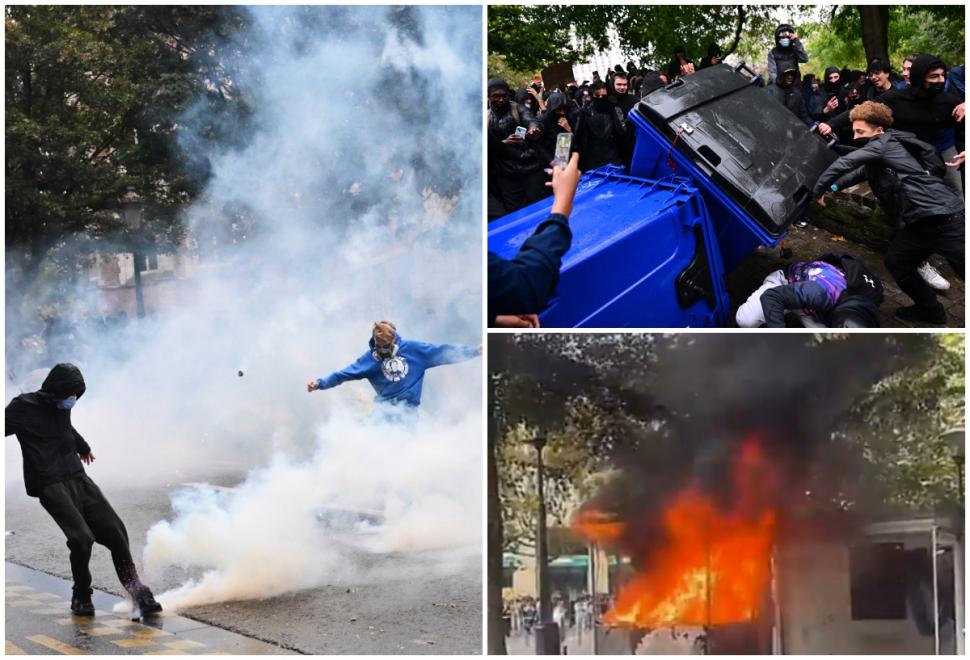 Proteste violente la Bruxelles din cauza scumpirilor şi a salariilor mici. Poliția a intervenit cu gaze lacrimogene și tunuri cu apă 1109547