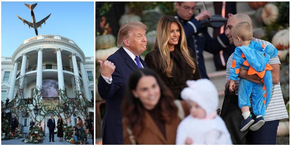 Melania şi Donald Trump au sărbătorit Halloween-ul la Casa Albă, decorată cu dovleci, şi au împărţit dulciuri copiilor 1115432