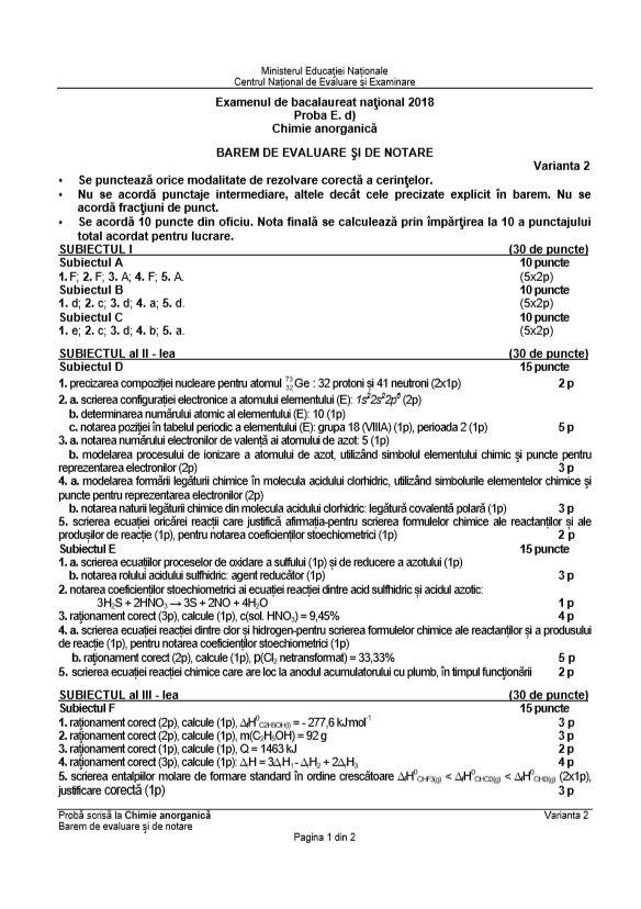 Subiecte Bac Chimie Organica 2015 Toamna