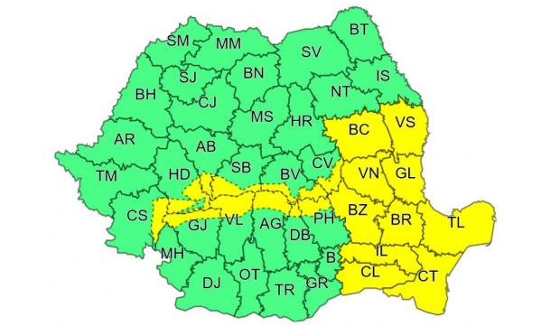 Avertizare meteo ANM de cod galben în jumătate de ţară
