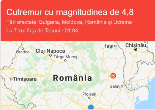 Cutremur 25 aprilie 2020 resimțit în România, Bulgaria, Moldova și Ucraina