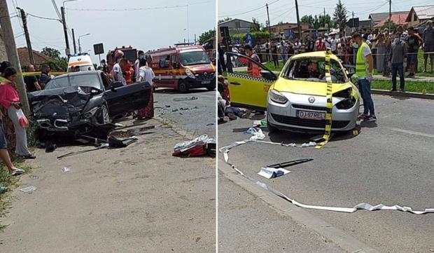Taxi și BMW, accident mortal în Craiova