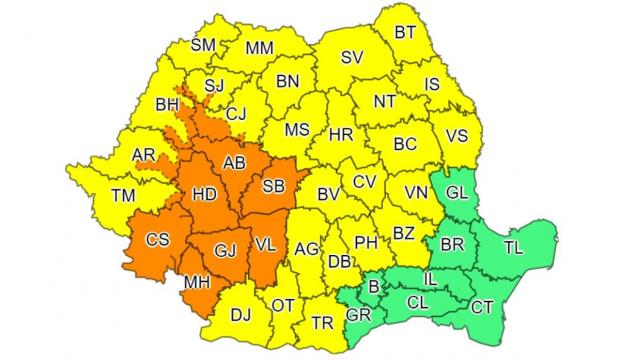 Avertizare meteo ANM de vreme severă în următoarele 24 de ore