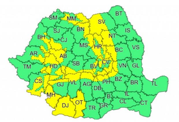 Alertă meteo de vreme severă imediată de la ANM, 1 septembrie 2021