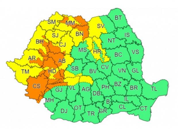 Avertizare meteo ANM de vreme deosebit de rece, ploi torenţiale şi vânt puternic | Harta zonelor afectate