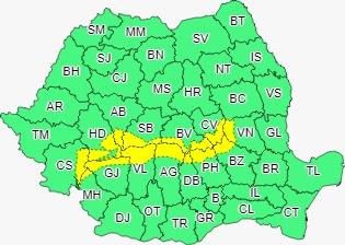 Cod galben de ninsori și viscol, în următoarele 24 de ore, valabil în 14 județe