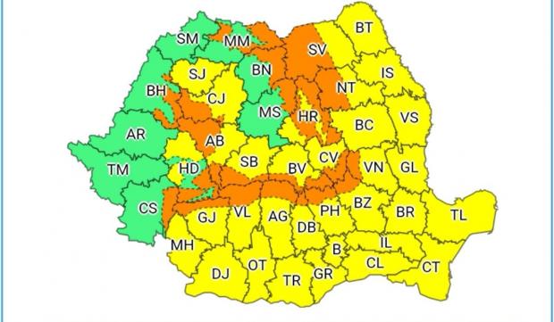 Avertizare meteo ANM de viscol şi vânt puternic. Cod galben şi portocaliu în aproape toată ţara