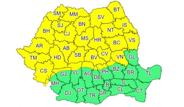 Avertizare meteo ANM de vijelii şi ploi torenţiale de până la 40 de l/mp. Harta zonelor afectate de fenomene extreme