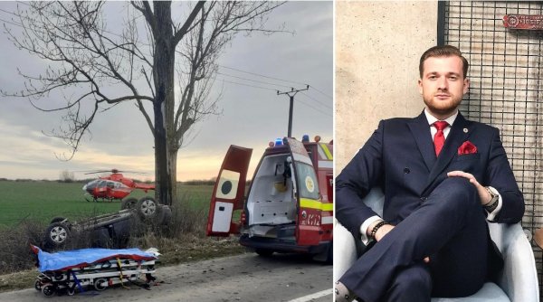 Bogdan Faur, fiul viceprimarului orașului Arad, rănit grav într-un accident rutier. S-a răsturnat cu maşina după ce a intrat într-un copac