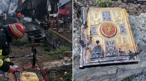 Minune la biserica arsă din Bârseşti: Evanghelia a scăpat intactă din flăcări