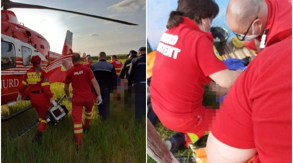 Un botoșănean a fost preluat de un elicopter SMURD, după ce și-a strivit piciorul într-o motosapă