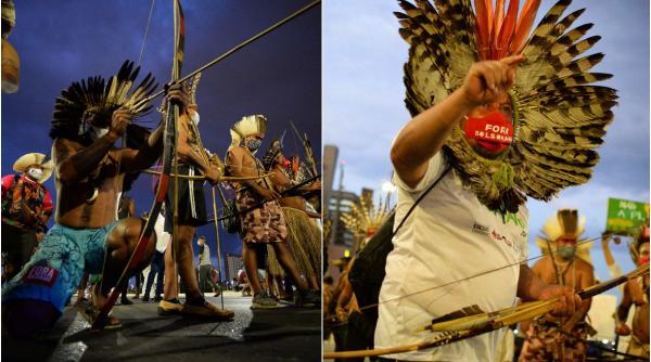 politisti sageti protest indigeni