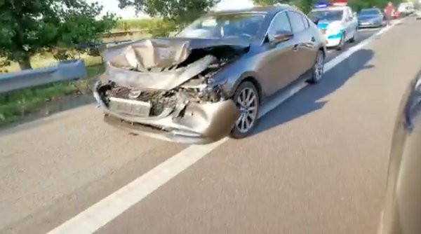 Accident în lanț cu 4 mașini pe Autostrada Soarelui. Traficul este îngreunat