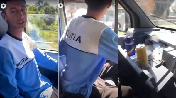Tânăr filmat purtând ilegal uniforma Poliției, la volanul unei autoutilitare: ”Nu mă oprește nimeni”
