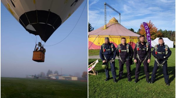 Parașutiștii Jandarmeriei Române, salturi în premieră din balonul cu aer cald, în Cehia