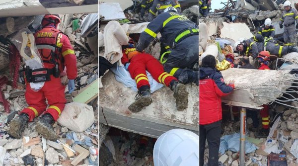Salvatorii români au scos o familie de sub un bloc de nouă etaje prăbuşit la cutremur, în oraşul Antakya din Turcia