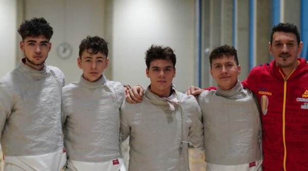 România este campioana Europei! Echipa masculină de sabie juniori, medaliată cu aur la campionatul european de la Tallinn, Estonia