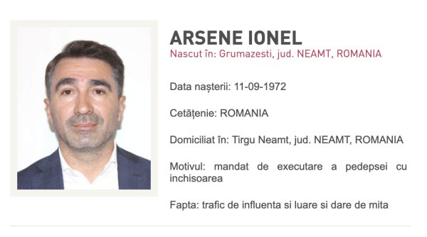 Ionel Arsene a fost dat în urmărire națională