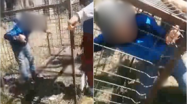 Un elev a fost băgat într-o cușcă de colegii săi și a fost umilit precum un câine | Scene șocante în curtea unei școli din Bacău